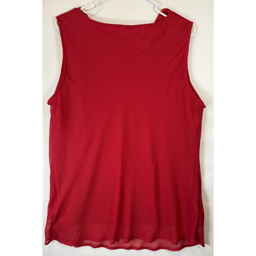 Womens Plus 1X Red Sheer Sleeveless Blouse NWT Layered Dressy Top - Picture 2 of 6